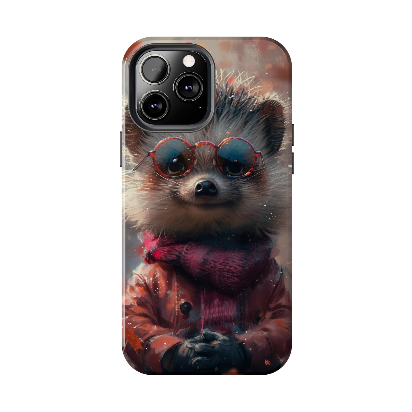 Hedgehog with Glasses and Scarf Design Phone Case- Lightweight, Impact Resistant Cover for iPhone 6, 6s, 12, 13, 14, 15