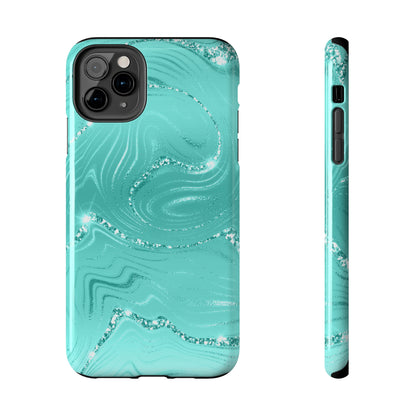 Marbled Turquoise Design Tough Phone Case compatible with a large variety of phone models, Gift, Phone Case