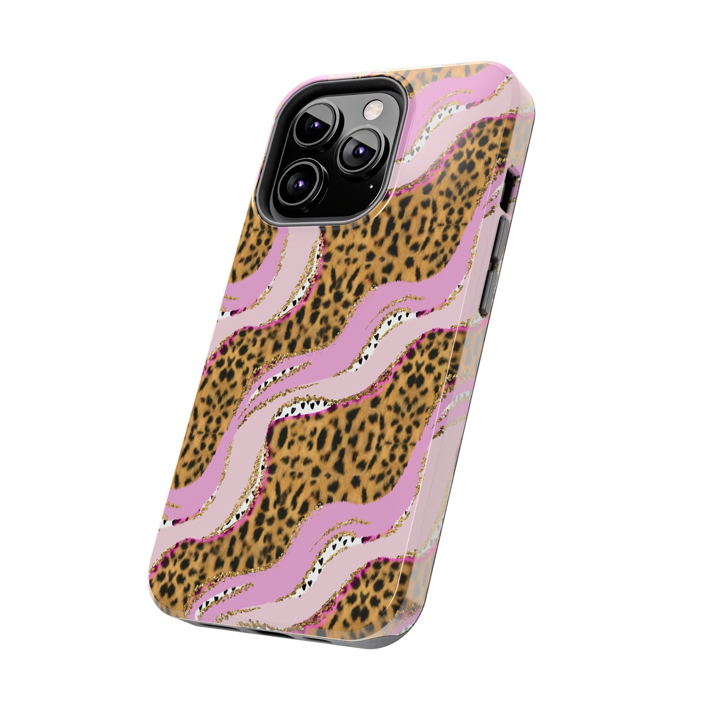 Cheetah Waves with Pink and Gold Design Phone Case- Lightweight, Impact Resistant Cover for iPhone 6, 6s, 12, 13, 14, 15