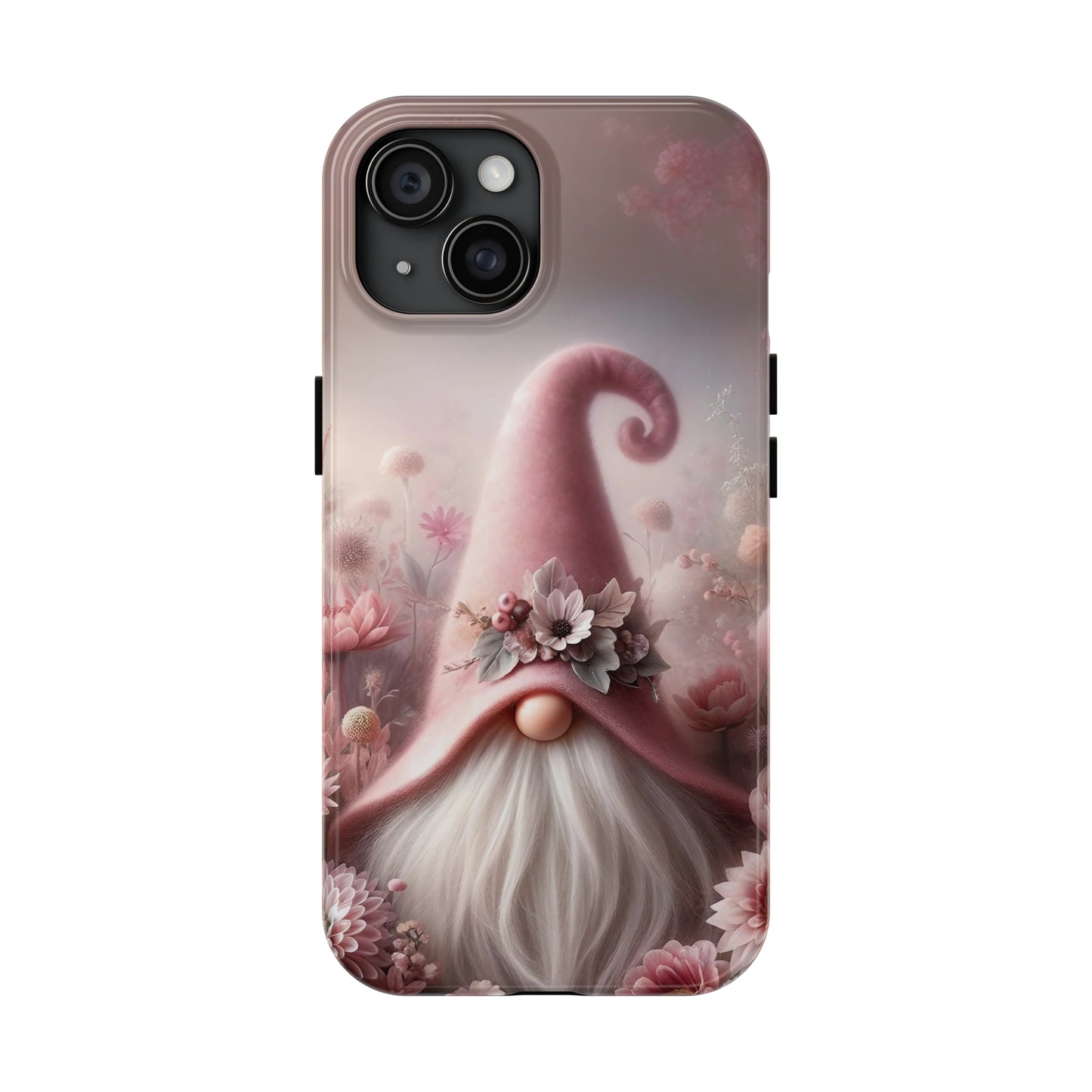 Pink Floral Fantasy Gnome Design Phone Case- Lightweight, Impact Resistant Cover for iPhone 6, 6s, 12, 13, 14, 15