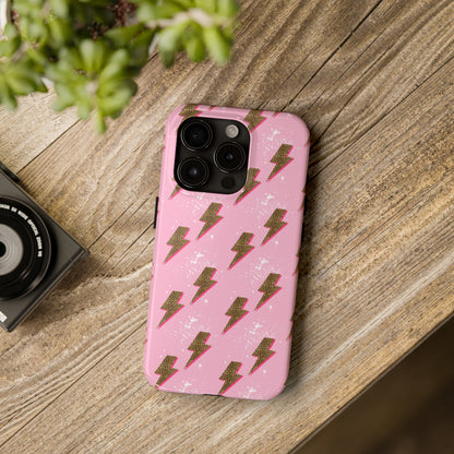 Cheetah Print Lightning Bolts Design Phone Case- Lightweight, Impact Resistant Cover for iPhone 6, 6s, 12, 13, 14, 15