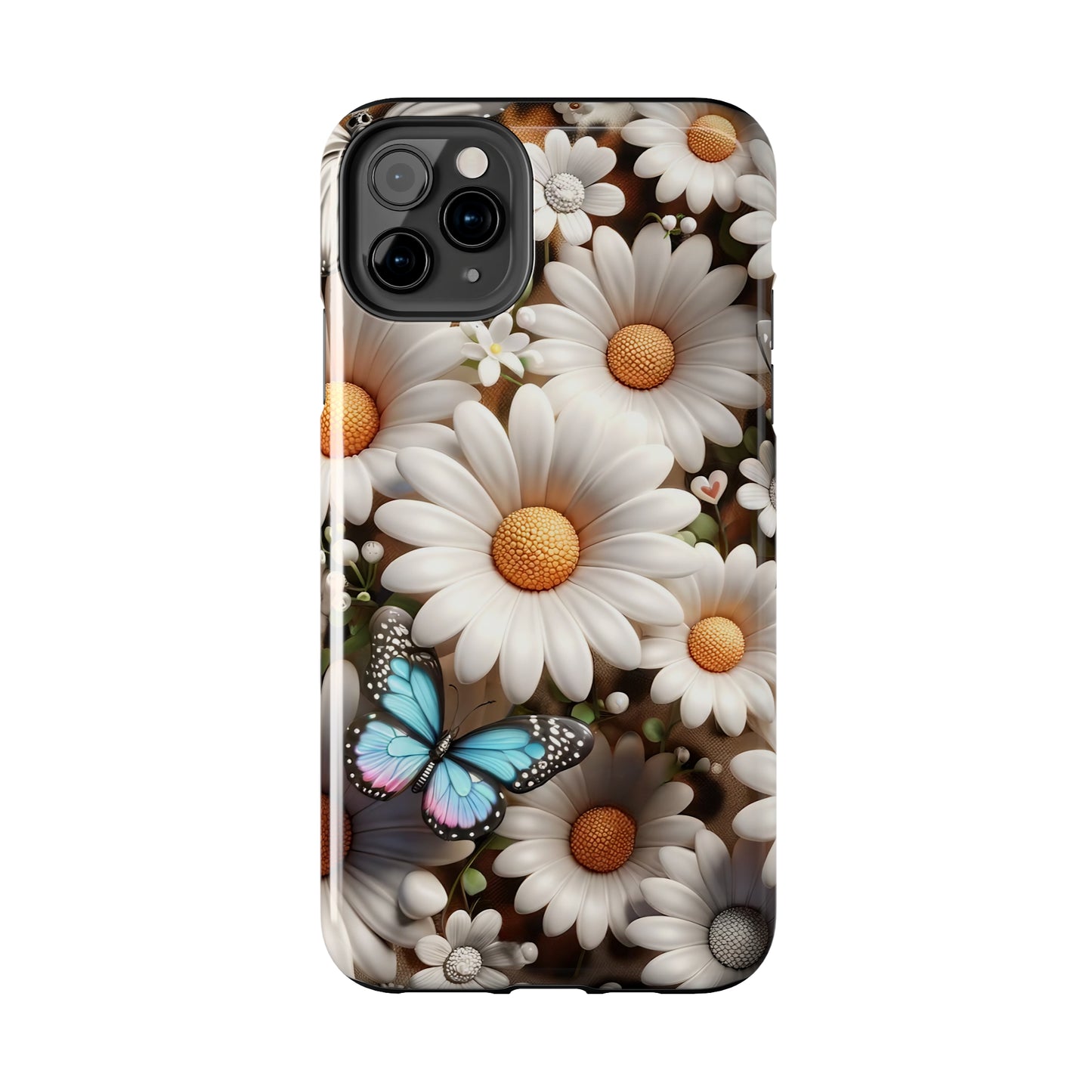 Butterflies, Leopard Print & Daisies Digital print Design Tough Phone Case compatible with a large variety of iPhone models,Gift, Phone Case