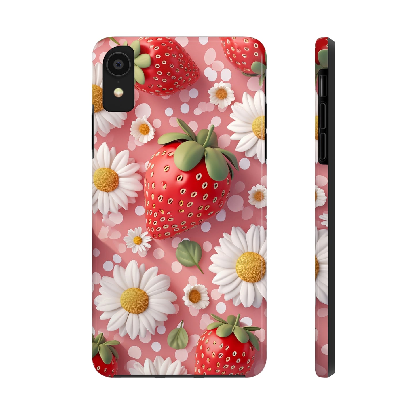 Strawberries & Daisies Digital print Design Tough Phone Case compatible with a large variety of iPhone models, Gift, Phone Case