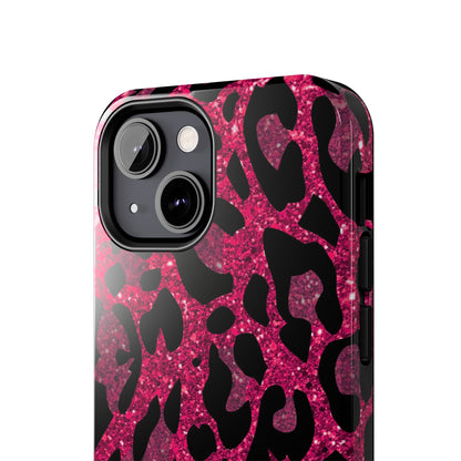 Pink and Black Leopard Design Phone Case- Lightweight, Impact Resistant Cover for iPhone 6, 6s, 12, 13, 14, 15