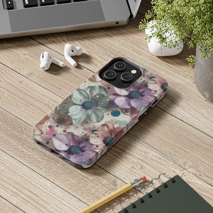 Fun Pastel Flowers Digital print Design Tough Phone Case compatible with a large variety of iPhone models, Gift, Phone Case