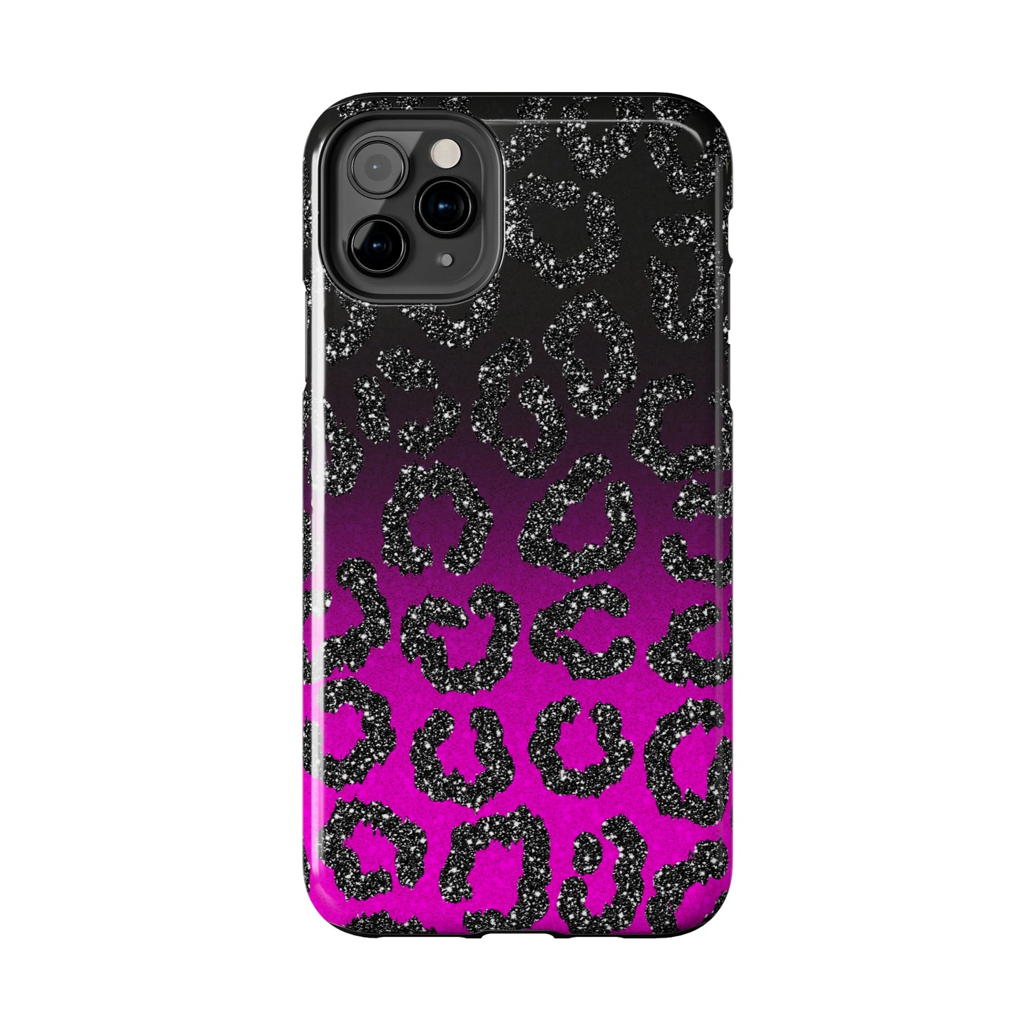 Pink and Black Ombre Leopard Design Phone Case- Lightweight, Impact Resistant Cover for iPhone 6, 6s, 12, 13, 14, 15