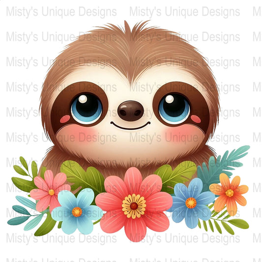 Cute Sloth Clipart, Digital Download, Cartoon Sloth PNG, Kids Birthday Party, Baby Shower Decor, Scrapbooking Supplies, Craft Printable