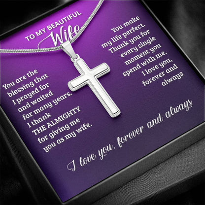 To-My-Wife---You-are-the-blessing-that-I-prayed-for-and-waited-for-many-years Stainless Steel Cross Necklace