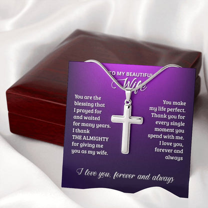 To-My-Wife---You-are-the-blessing-that-I-prayed-for-and-waited-for-many-years Stainless Steel Cross Necklace