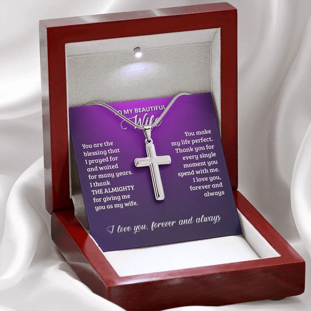 To-My-Wife---You-are-the-blessing-that-I-prayed-for-and-waited-for-many-years Stainless Steel Cross Necklace