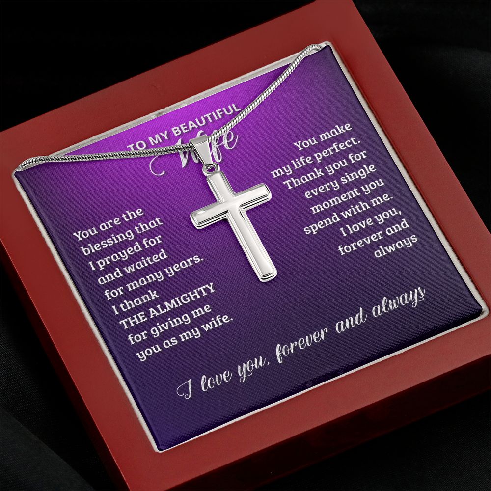 To-My-Wife---You-are-the-blessing-that-I-prayed-for-and-waited-for-many-years Stainless Steel Cross Necklace