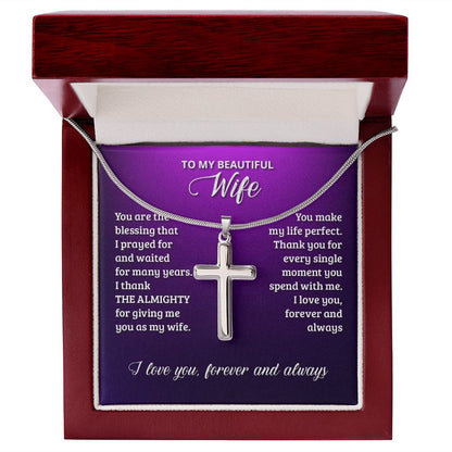 To-My-Wife---You-are-the-blessing-that-I-prayed-for-and-waited-for-many-years Stainless Steel Cross Necklace