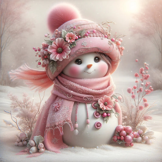 Beautiful Floral Snowman Digital Paper, Digital Background, Digital Paper -Christmas Paper -Christmas Decoration -Christmas Gift