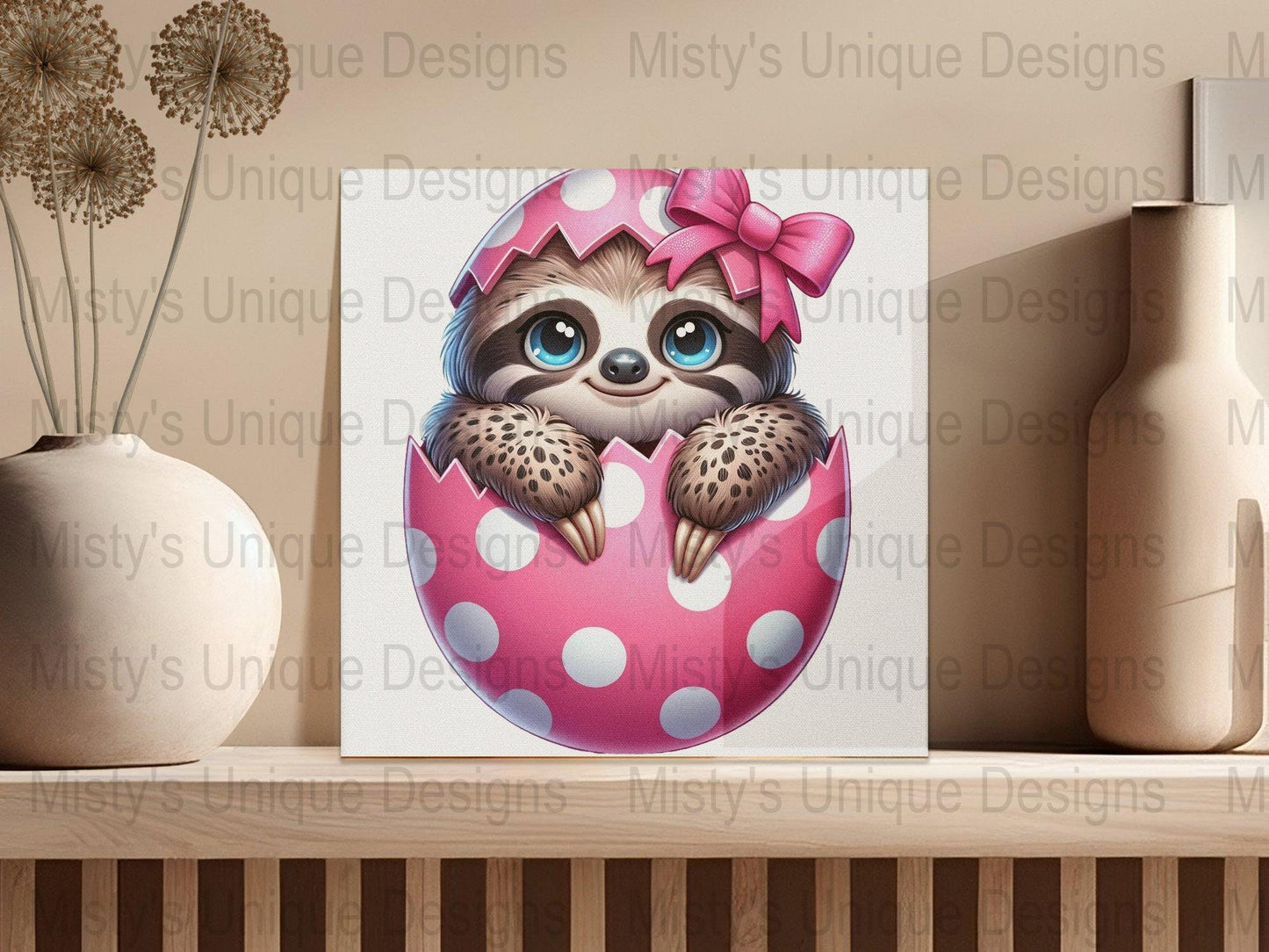 Cute Sloth Clipart PNG, Baby Sloth in Pink Egg, Digital Download, Children&#39;s Party Designs, Craft Supplies & Tools, Scrapbooking PNG