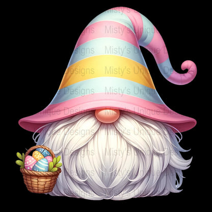 Pastel Gnome Clipart, Easter Gnome Digital Download, PNG File for Sublimation, Scrapbooking DIY Crafts, Spring Gnome with Easter Eggs