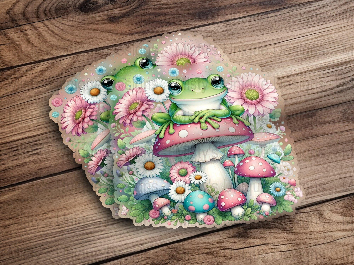 Cute Frog on Mushroom Digital Clipart, Whimsical Fairy Garden PNG, Instant Download, Scrapbooking, Kids Room Wall Art, Nursery Decor