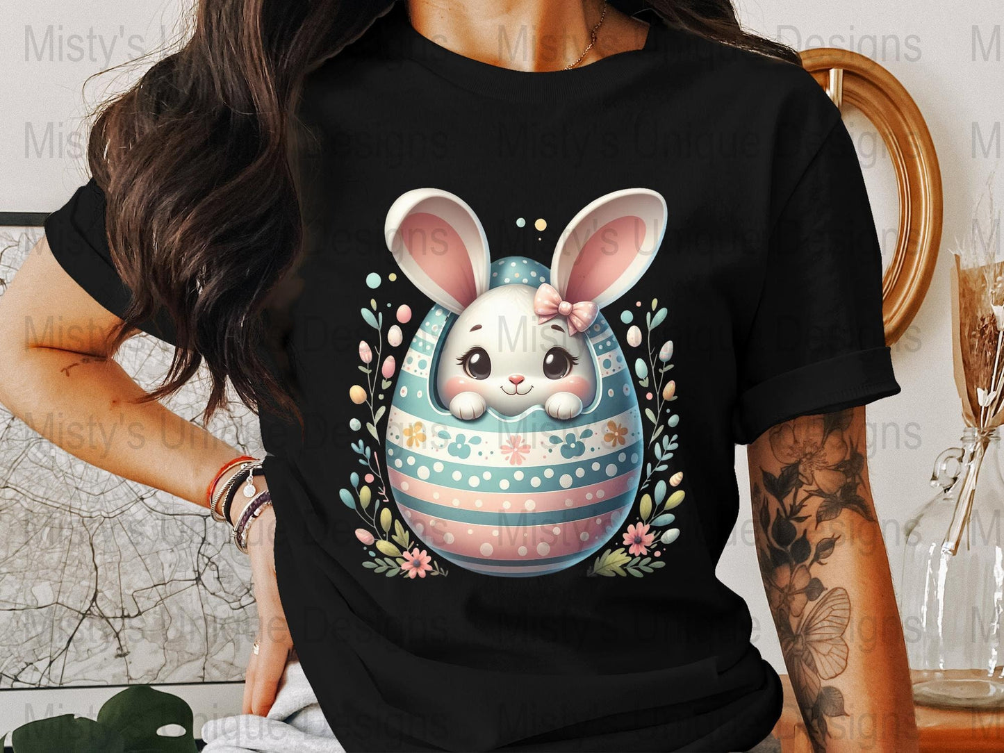 Easter Bunny Clipart, Cute Rabbit Digital Download, Pastel Egg Illustration, Spring PNG, Floral Easter Printable, Children&#39;s Party Decor