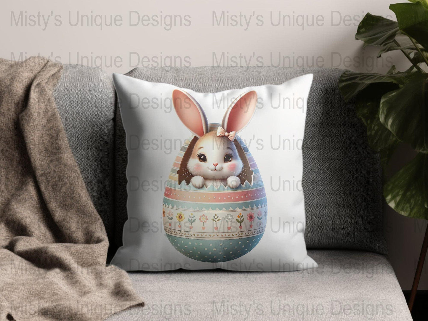 Easter Bunny Clipart, Cute Rabbit PNG, Digital Download, Spring Clipart, Easter Egg Design, Baby Shower Decoration, Kids Party Graphic