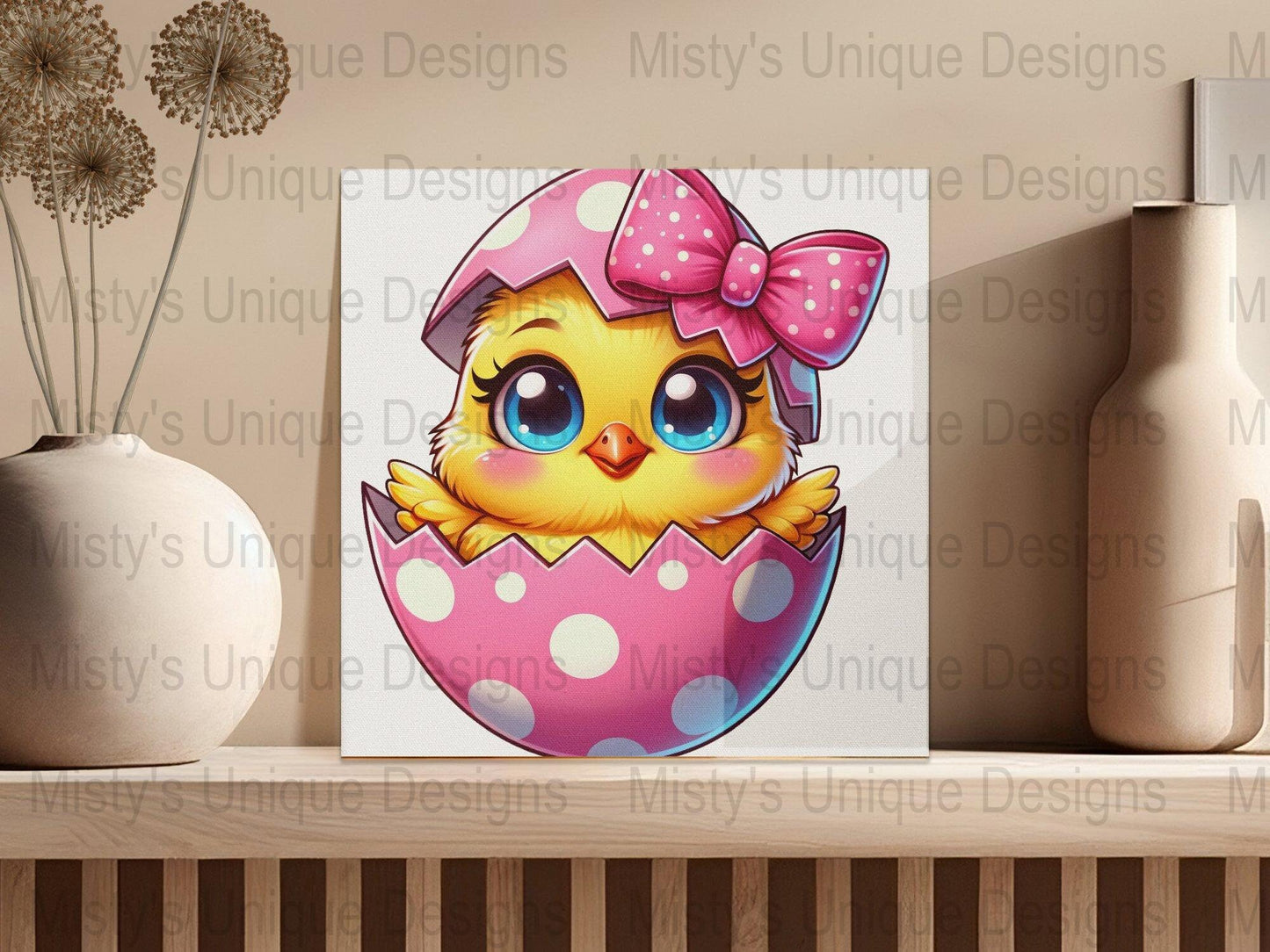 Cute Easter Chick Clipart, Digital Download, Yellow Chick in Egg PNG, Spring Baby Shower Graphics, Pink Bow Polka Dot Egg Illustration