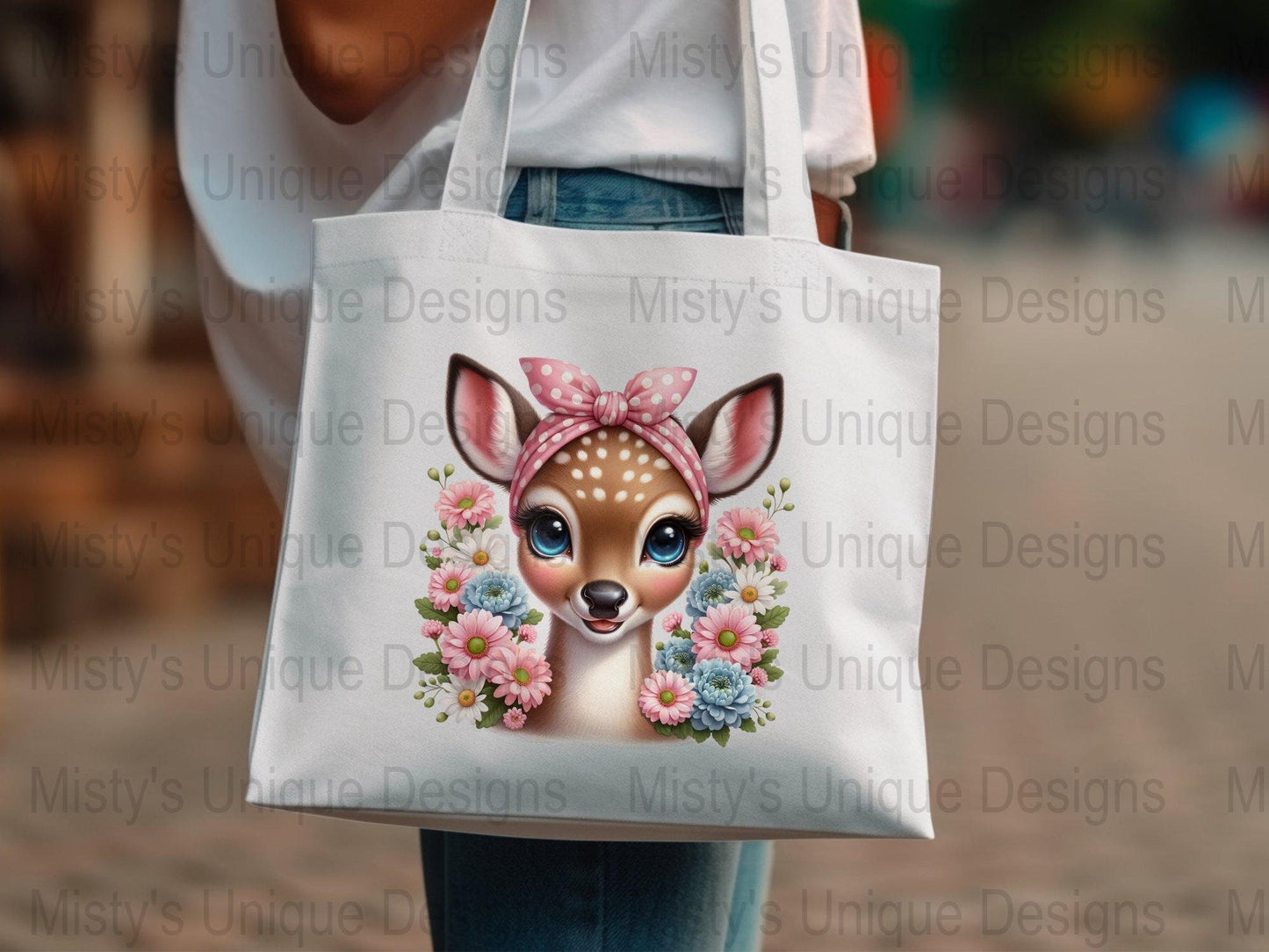 Cute Fawn Clipart, Floral Deer PNG, Digital Download, Nursery Decor Art, Baby Shower Invitation, Printable Woodland Animal, Polka Dot Bow