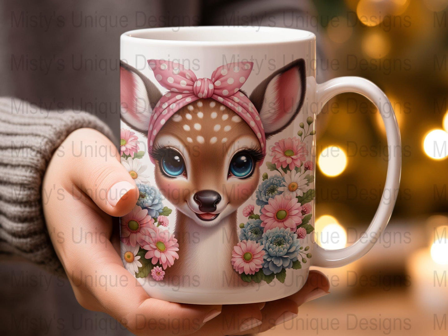 Cute Fawn Clipart, Floral Deer PNG, Digital Download, Nursery Decor Art, Baby Shower Invitation, Printable Woodland Animal, Polka Dot Bow