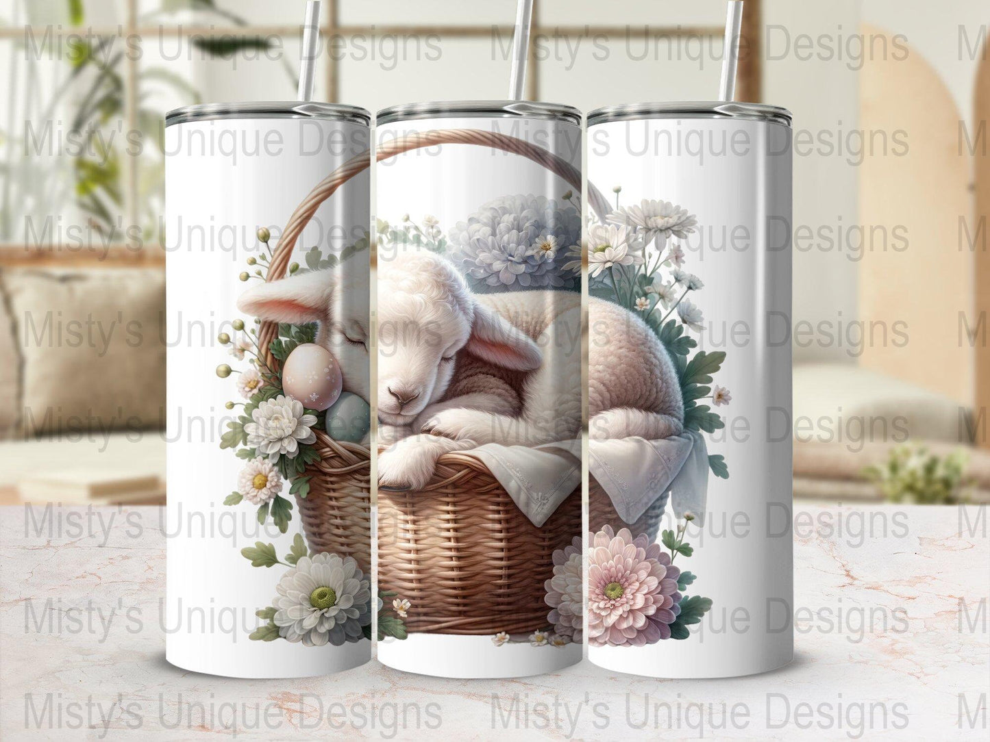 Spring Lamb Clipart, Easter Basket Digital Download, Cute Lamb PNG, Floral Clipart, Nursery Decor Art