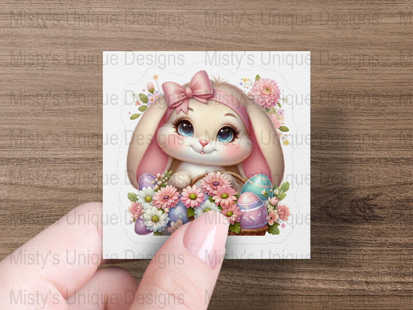 Cute Easter Bunny Clipart, Digital Download, Spring Flowers and Eggs PNG, Floral Rabbit Illustration, Kid&#39;s Craft Project, Card Making