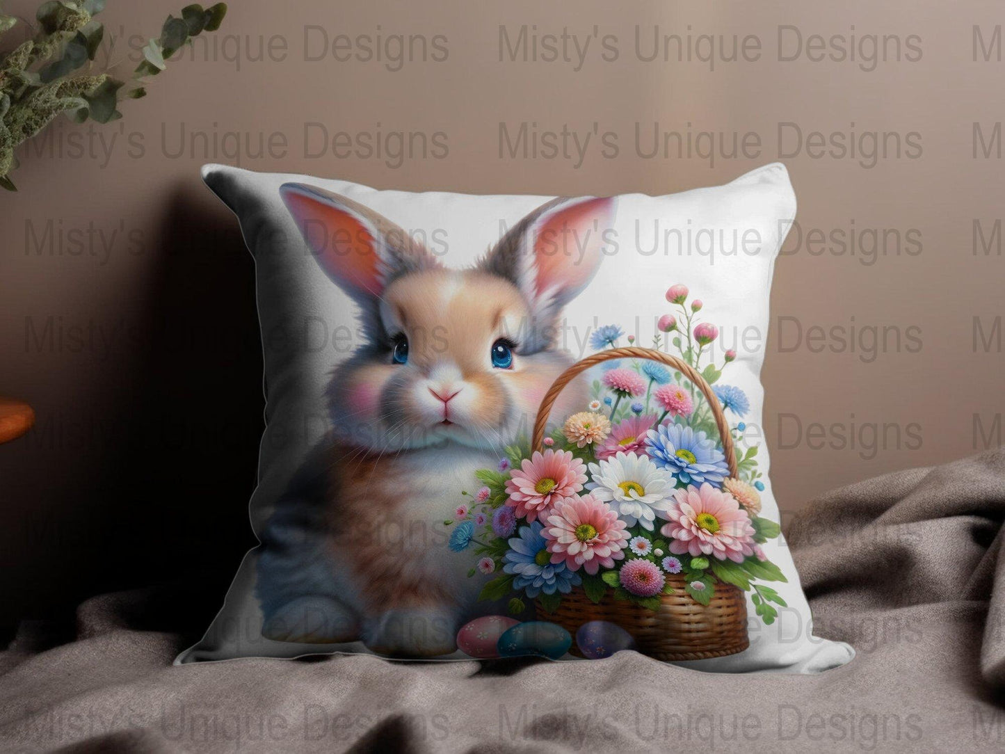 Easter Bunny Clipart, Cute Rabbit with Basket and Flowers, Spring Season Digital Download, Perfect for Crafting and Decor, PNG File