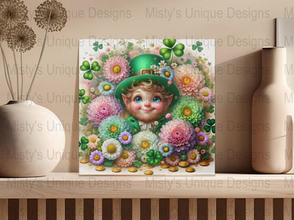 St. Patrick&#39;s Day Clipart, Cute Leprechaun PNG, Digital Download, Floral Shamrock, Gold Coins, Spring Flowers, Lucky Charms Art