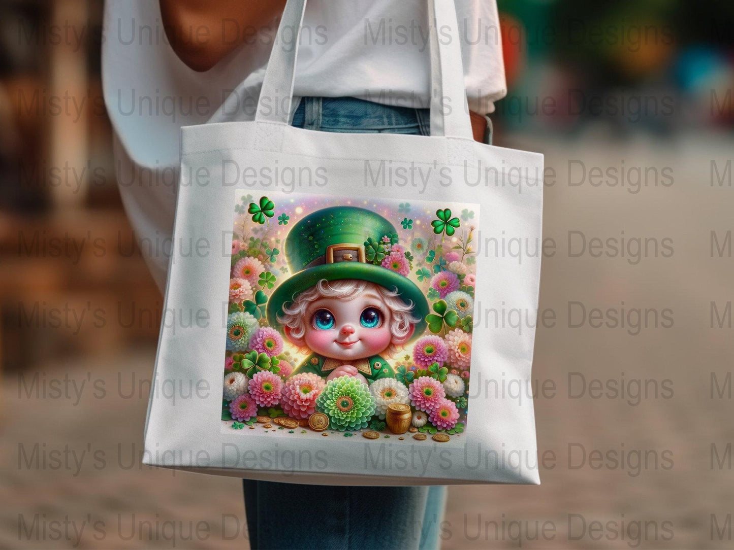 St. Patrick&#39;s Day Digital Paper, Cute Leprechaun Illustration, Floral Pattern, Scrapbook Background Download, Printable Art