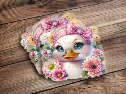 Cute Duckling Digital Clipart, Floral Duck PNG, Printable Nursery Decor, Pastel Spring Illustration, Baby Shower Artwork, Download