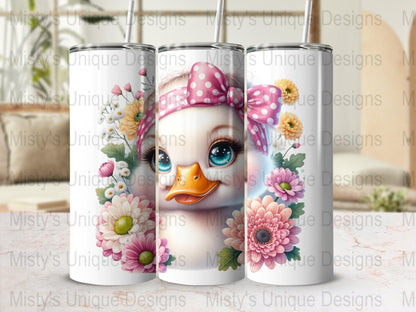 Cute Duckling Digital Clipart, Floral Duck PNG, Printable Nursery Decor, Pastel Spring Illustration, Baby Shower Artwork, Download