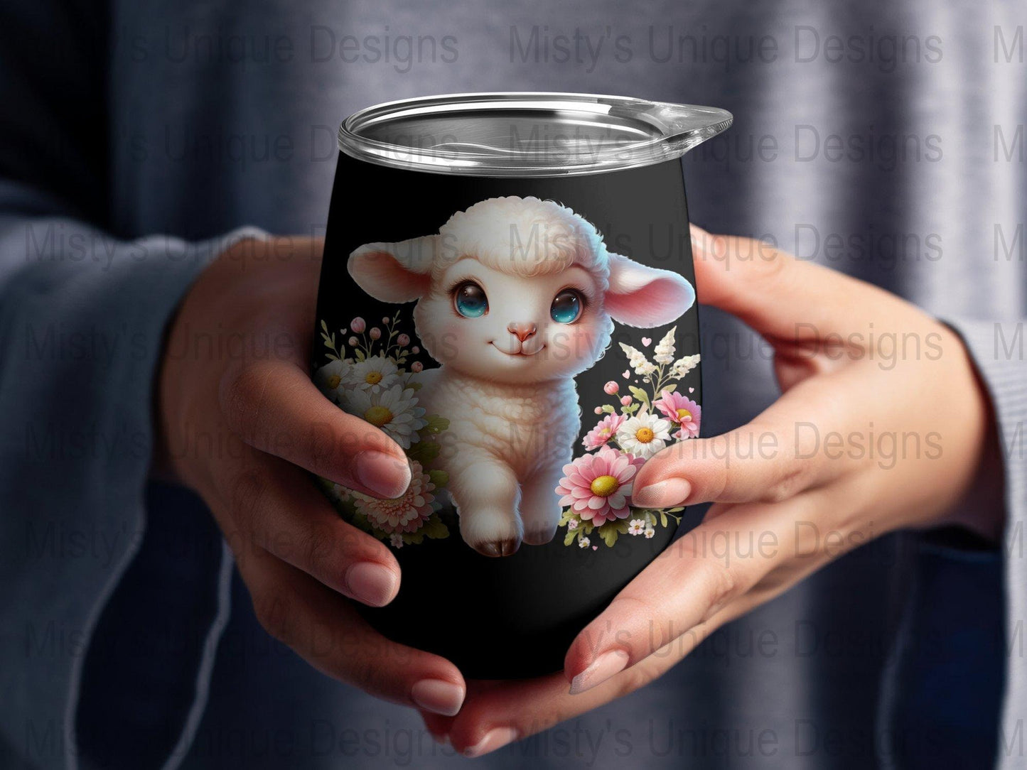 Cute Baby Lamb Clipart, Digital Download, Floral Lamb PNG, Kids Spring Graphics, Nursery Decor Art, Printable Animal Illustration