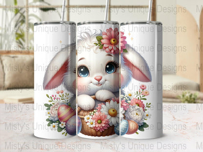 Adorable Bunny Clipart, Cute Easter Rabbit PNG, Digital Download, Spring Flowers, Decorative Eggs Illustration, Floral Crown Bunny Art