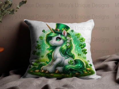 St. Patrick&#39;s Day Unicorn Clipart, Digital Download, Lucky Green Fantasy PNG, Cute Unicorn Graphic, Festive Irish Holiday Decoration