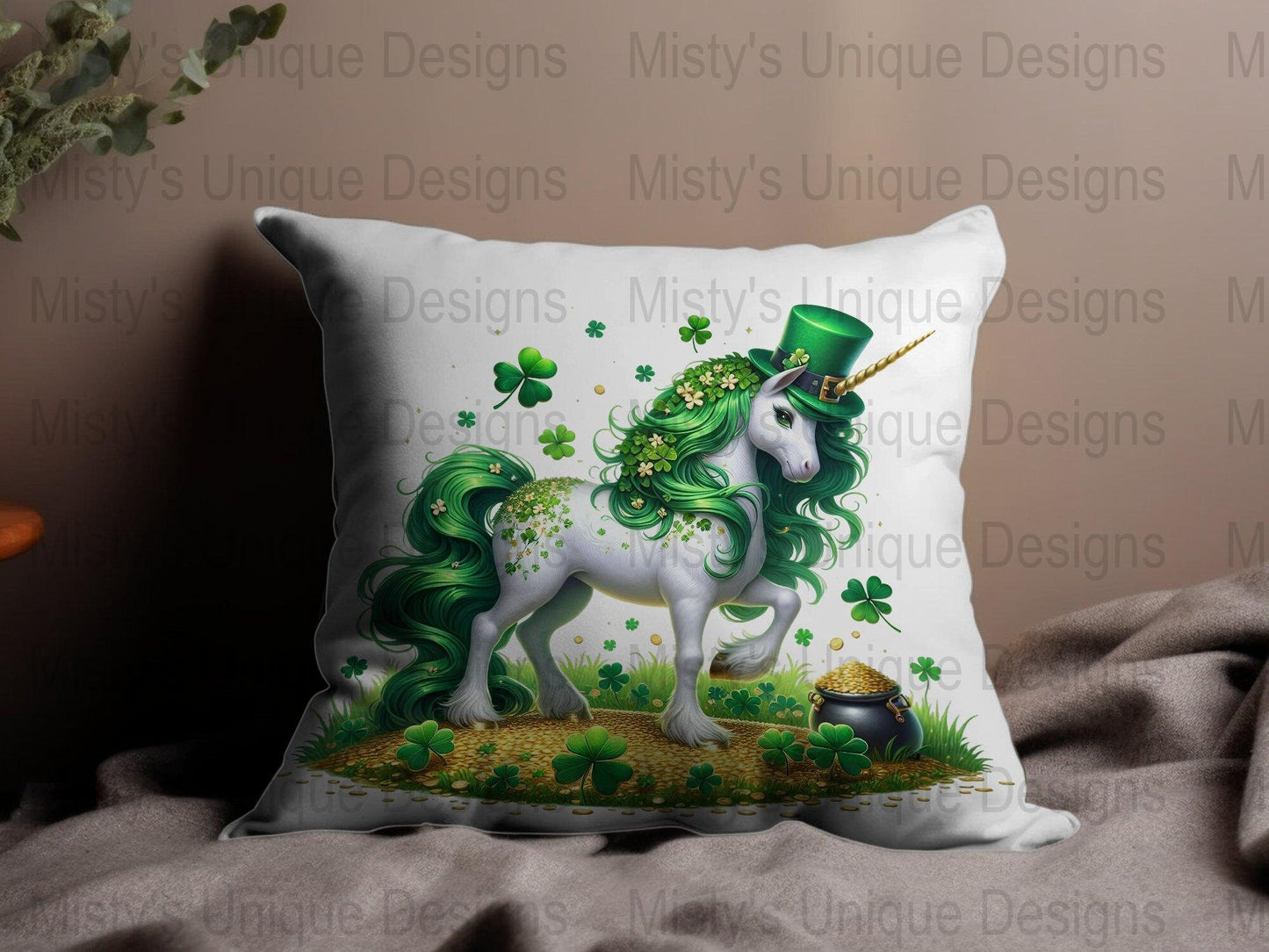St. Patrick&#39;s Day Unicorn Clipart, Green Floral Unicorn PNG, Digital Download, Irish Celebration, Magical Horse Illustration, Party Decor