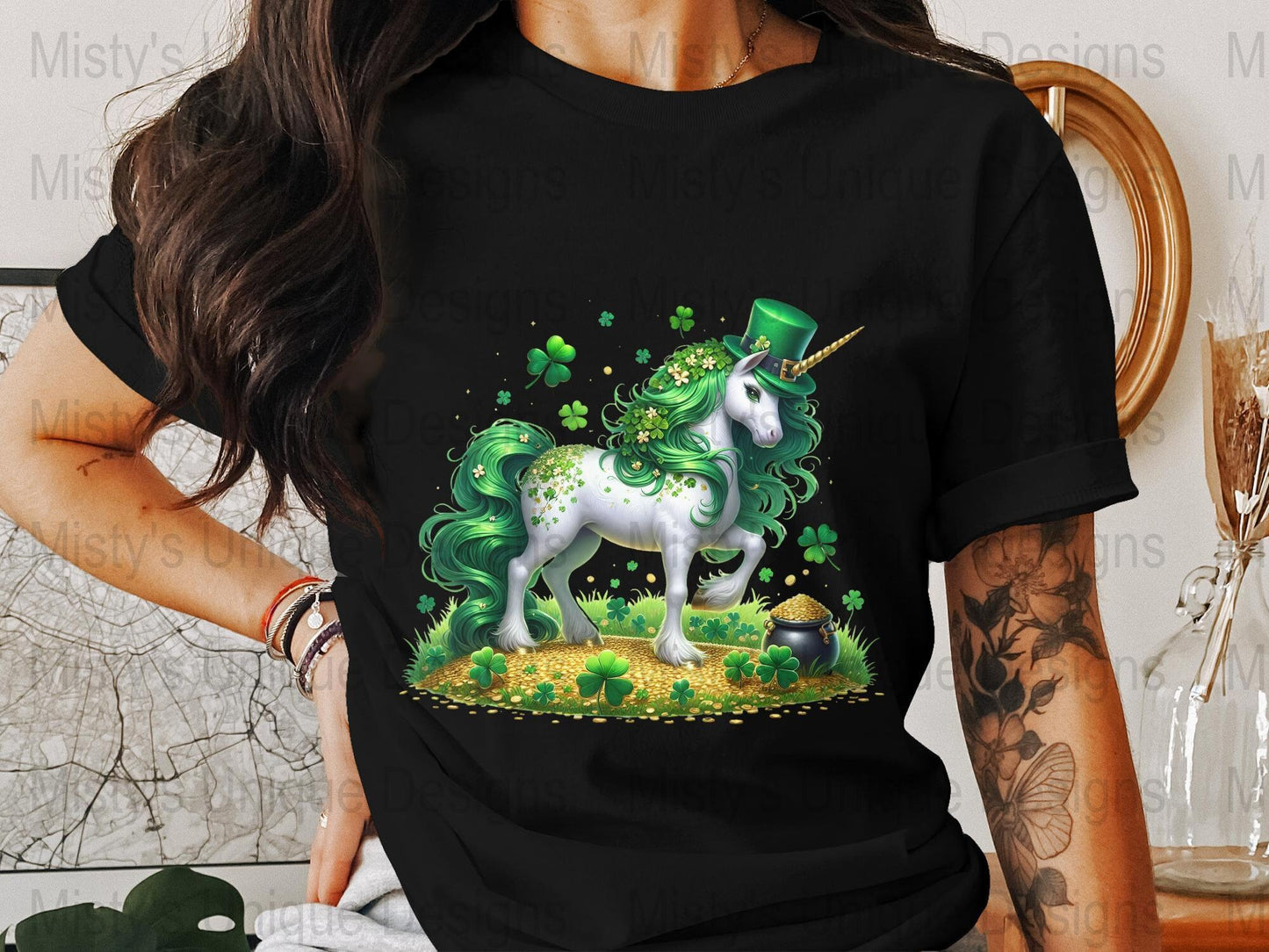 St. Patrick&#39;s Day Unicorn Clipart, Green Floral Unicorn PNG, Digital Download, Irish Celebration, Magical Horse Illustration, Party Decor