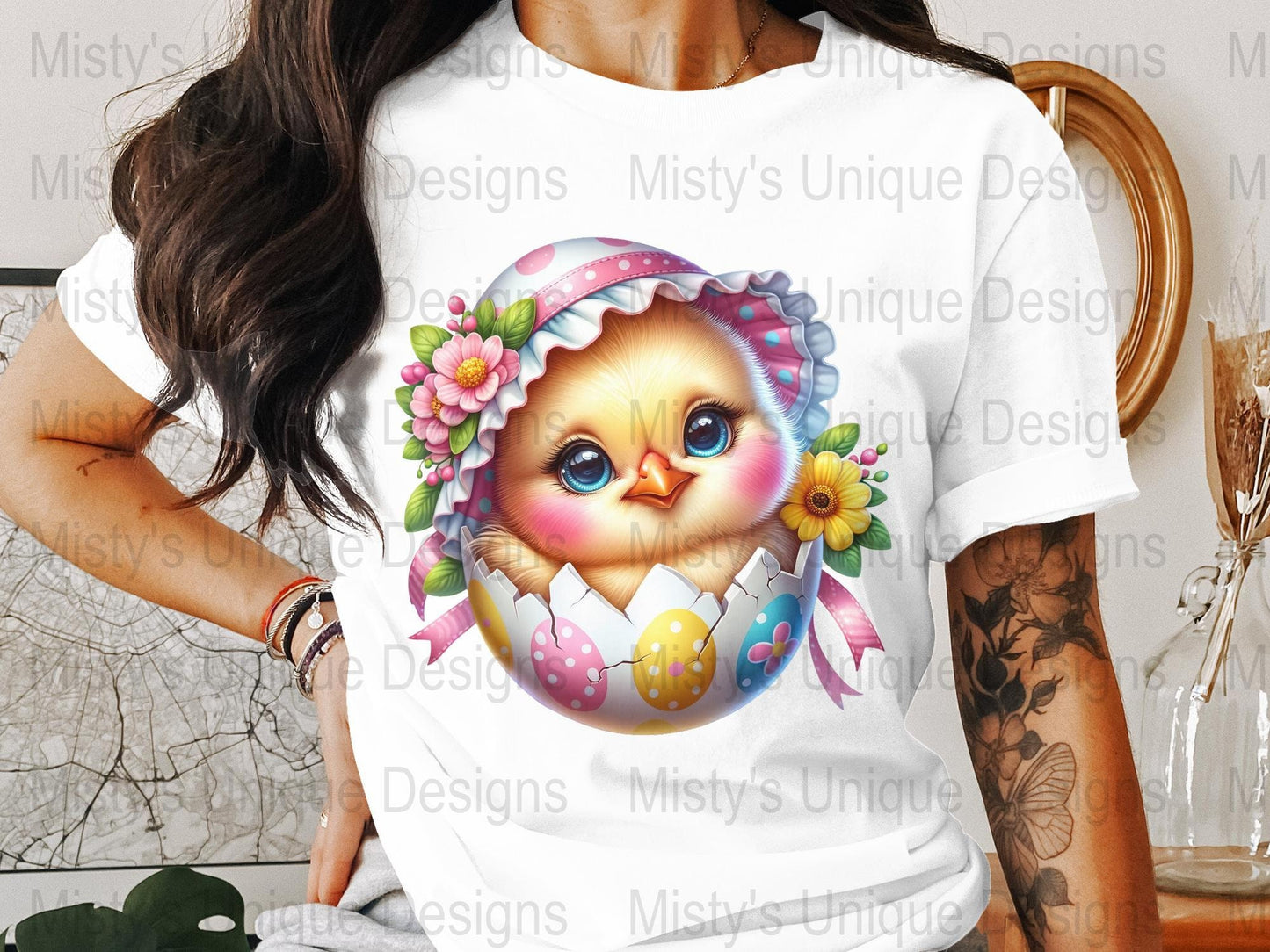 Cute Chick in Egg Clipart, Digital Download, Easter PNG, Floral Spring Design, Pastel Colors Illustration