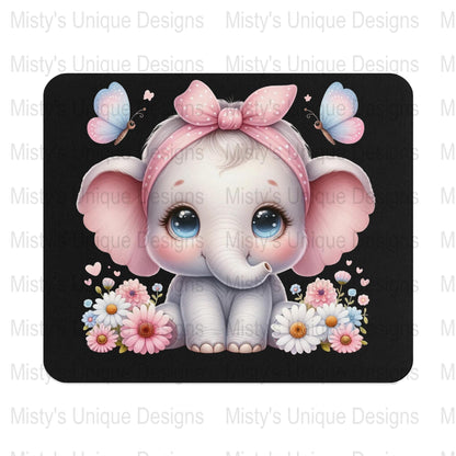 Cute Baby Elephant Clipart, Pink Bow, Digital Download PNG, Animal Illustration, Graphics for Scrapbooking, Nursery Decor, Printable