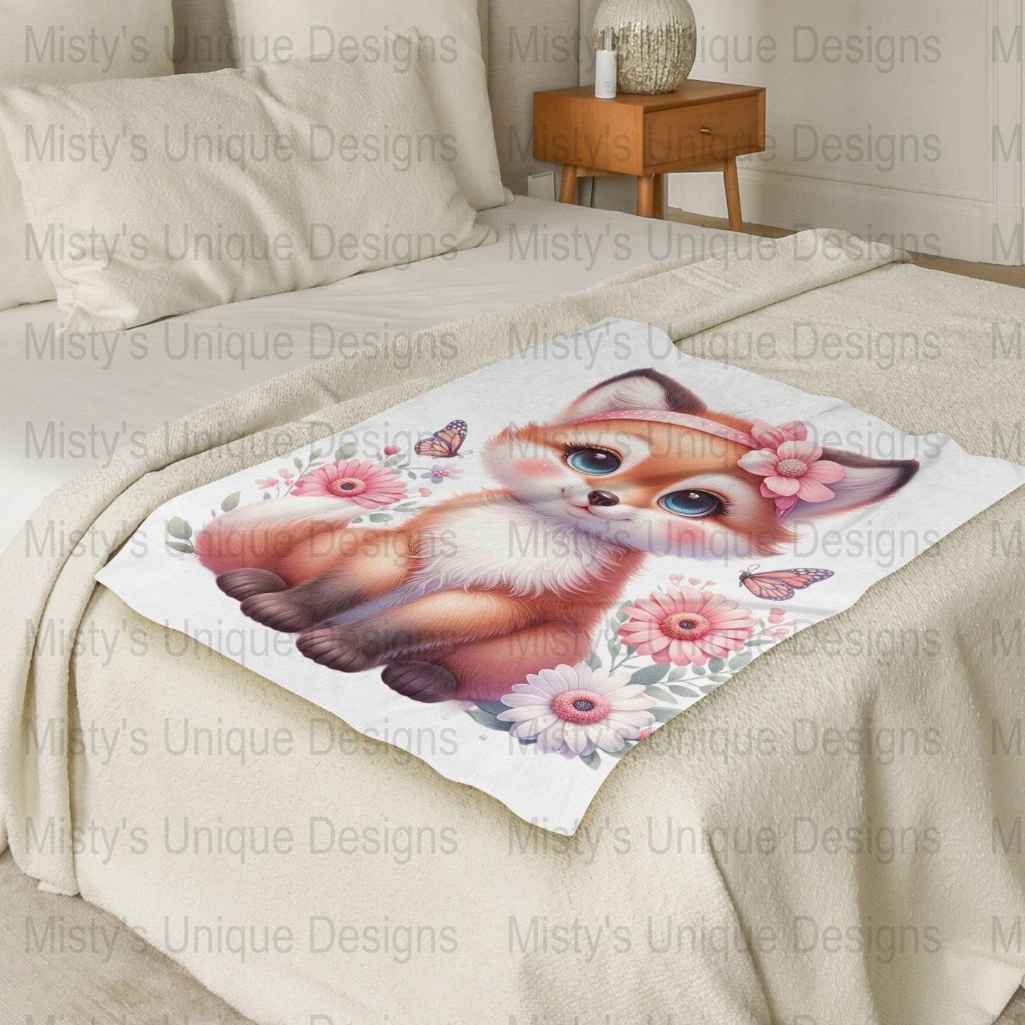Cute Fox Clipart, Floral Woodland Animal PNG, Digital Download, Nursery Decor Art, Baby Shower Decoration, Girly Fox Illustration, Printable