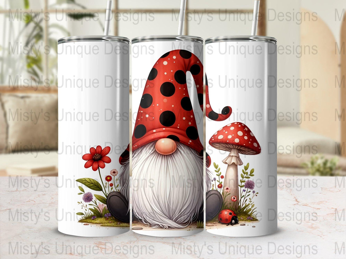 Whimsical Gnome Clipart, Digital Download, Garden Fantasy Illustration, Mushroom Graphics, Red Polka Dot Hat, Cute Fairy Tale PNG