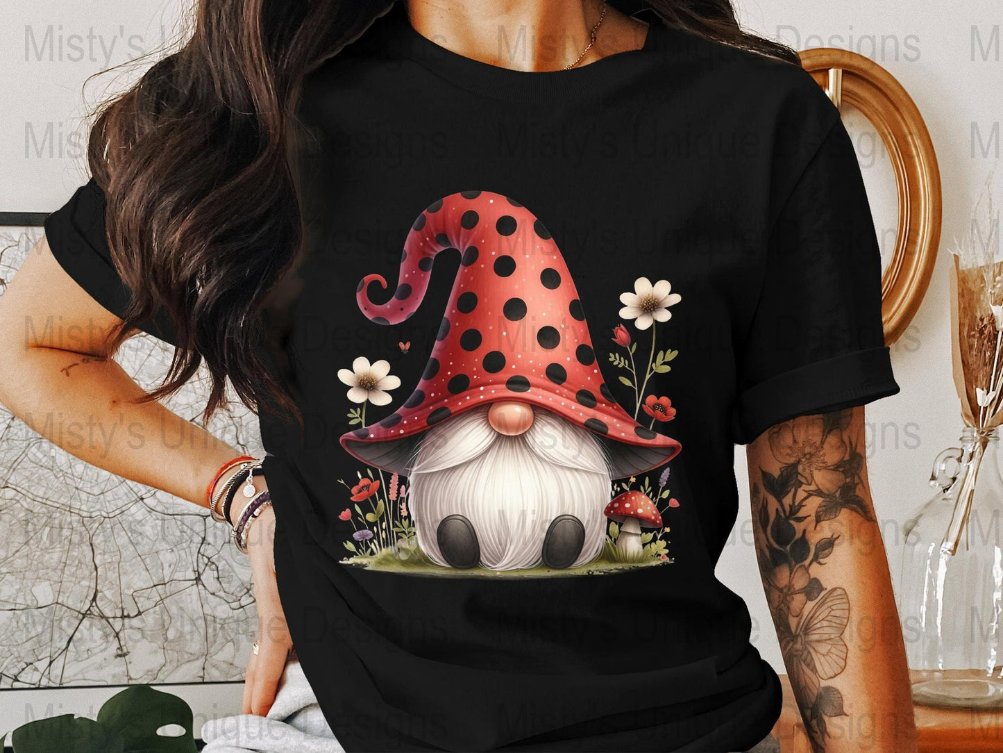 Cute Gnome Clipart, Red Polka Dot Hat, Digital Download, Fantasy Graphics, PNG Image, Scrapbooking, Crafting, Printable Art
